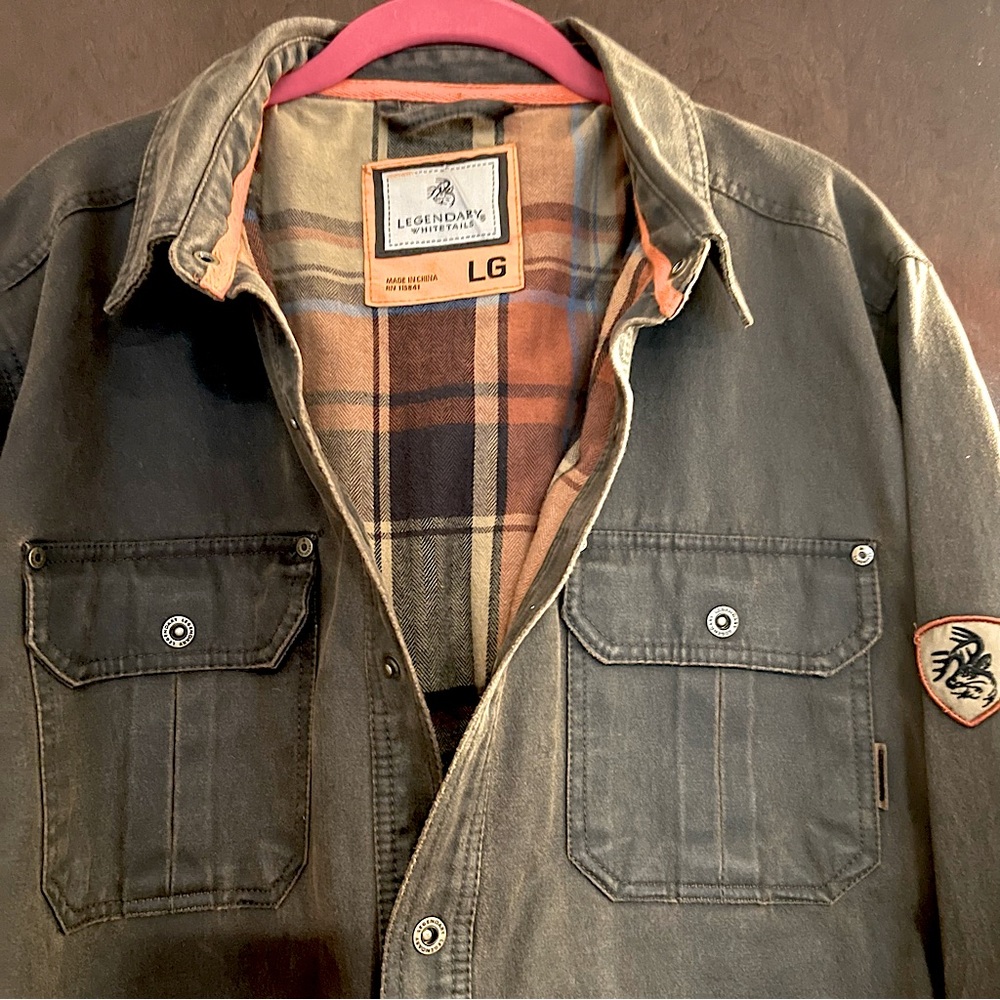 Mens Legendary Whitetails Journeyman Rugged Shirt Jacket Size L Color Tobacco